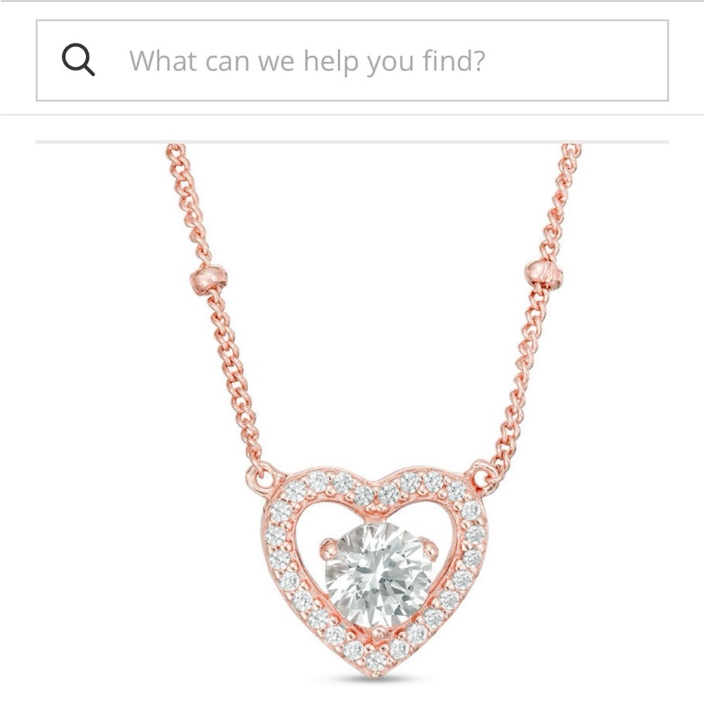 Zales 5.0mm White Sapphire Heart Bead Station Necklace